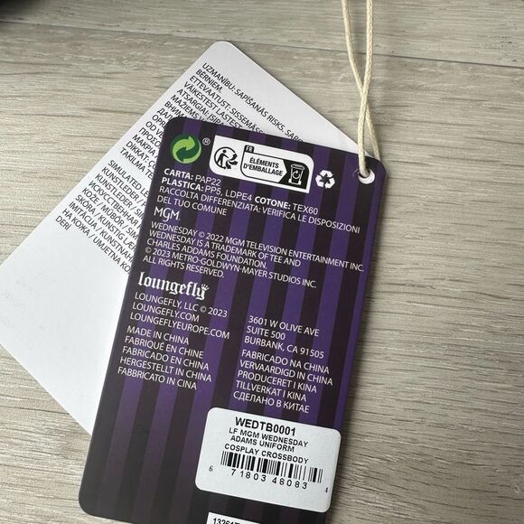 Loungefly Wednesday Addams Nevermore Uniform Cosplay Crossbody Bag black NWT - Picture 10 of 12